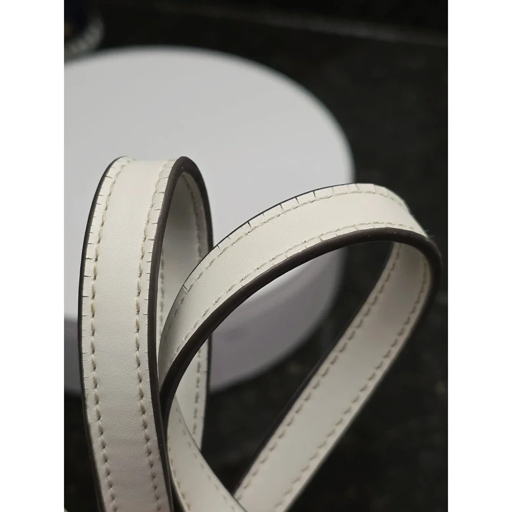 Tory Burch T Monogram Coated Canvas Tote White Gray Logo Crossbody Bag Luxury